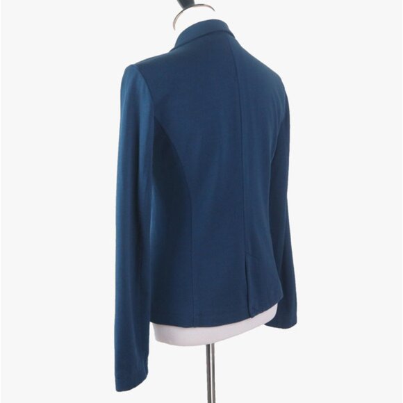 Garnet Hill Size 4 Cotton Jersey Knit One Button Blazer Navy Blue - Picture 4 of 12